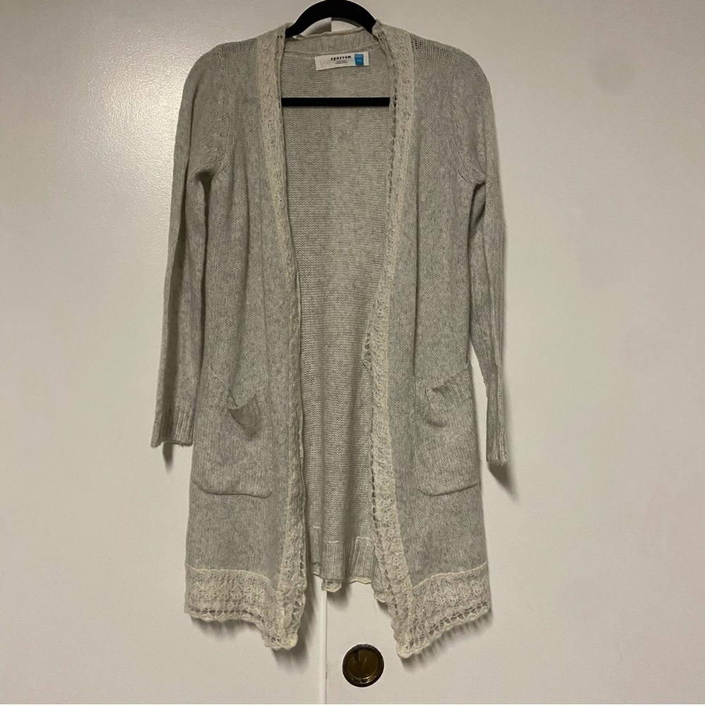 Anthropologie Sparrow Gray Cream Knit wool mohair blend Cardigan Size XSP